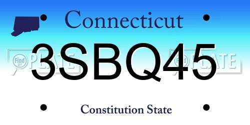 3SBQ45 Connecticut License Plate