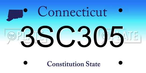 3SC305 Connecticut License Plate