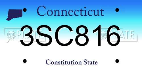3SC816 Connecticut License Plate
