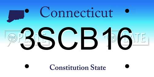 3SCB16 Connecticut License Plate