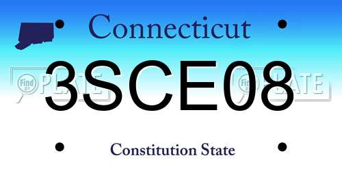 3SCE08 Connecticut License Plate