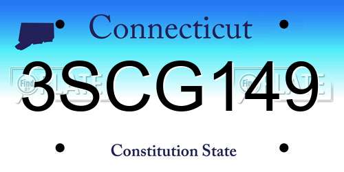 3SCG149 Connecticut License Plate