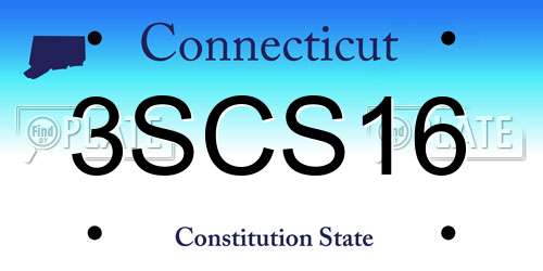 3SCS16 Connecticut License Plate