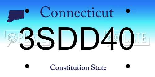 3SDD40 Connecticut License Plate