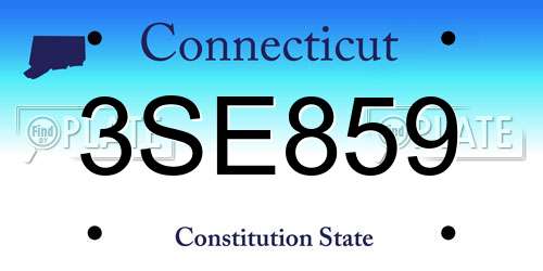 3SE859 Connecticut License Plate