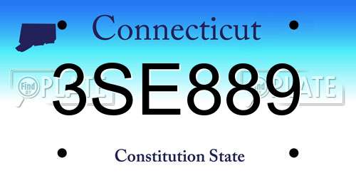3SE889 Connecticut License Plate