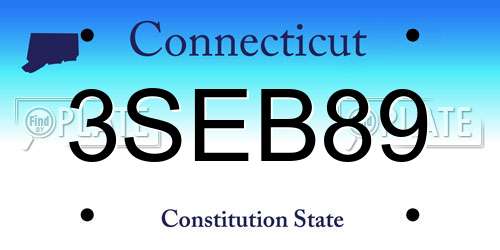 3SEB89 Connecticut License Plate