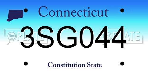 3SG044 Connecticut License Plate