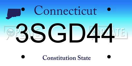 3SGD44 Connecticut License Plate