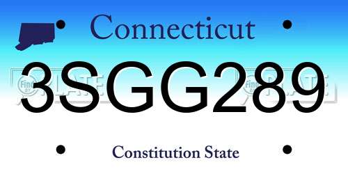3SGG289 Connecticut License Plate