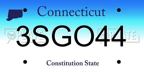 3SGO44 Connecticut License Plate