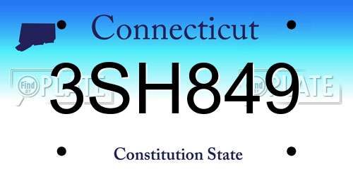 3SH849 Connecticut License Plate