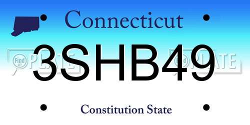 3SHB49 Connecticut License Plate