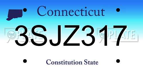 3SJZ317 Connecticut License Plate