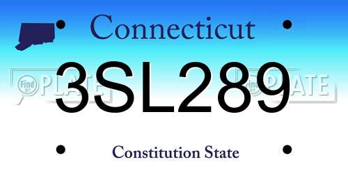 3SL289 Connecticut License Plate