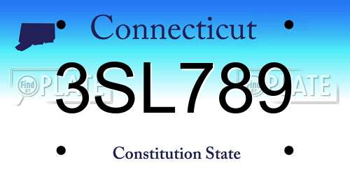 3SL789 Connecticut License Plate