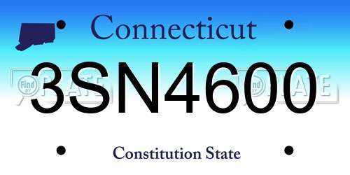 3SN4600 Connecticut License Plate