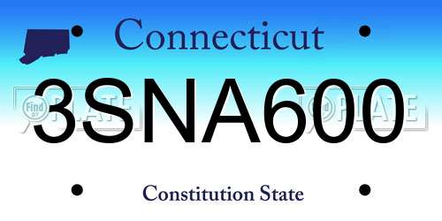 3SNA600 Connecticut License Plate