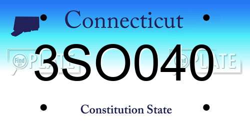 3SO040 Connecticut License Plate