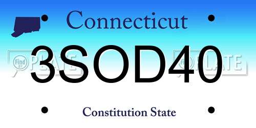 3SOD40 Connecticut License Plate
