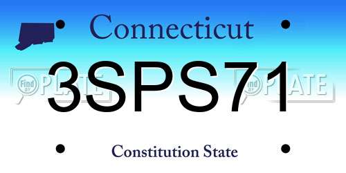 3SPS71 Connecticut License Plate