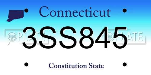 3SS845 Connecticut License Plate