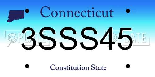 3SSS45 Connecticut License Plate