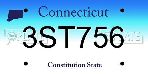 3ST756 Connecticut License Plate