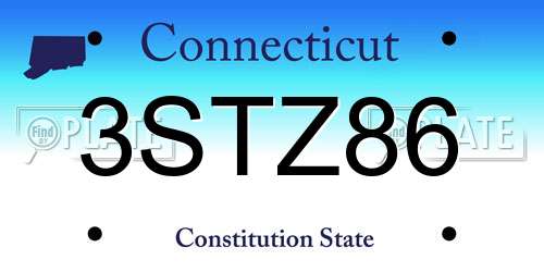 3STZ86 Connecticut License Plate