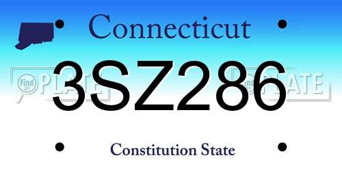 3SZ286 Connecticut License Plate