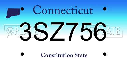 3SZ756 Connecticut License Plate