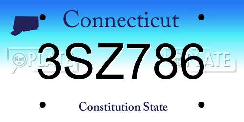 3SZ786 Connecticut License Plate