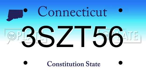 3SZT56 Connecticut License Plate