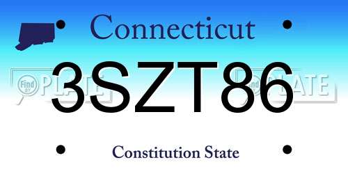 3SZT86 Connecticut License Plate