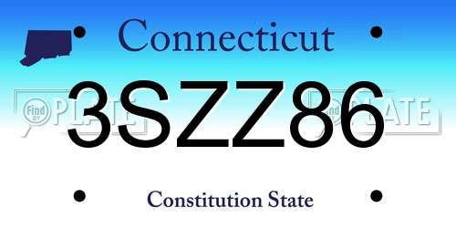 3SZZ86 Connecticut License Plate