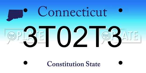 3T02T3 Connecticut License Plate