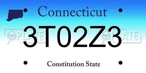 3T02Z3 Connecticut License Plate