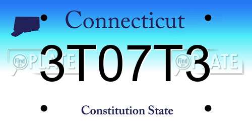 3T07T3 Connecticut License Plate