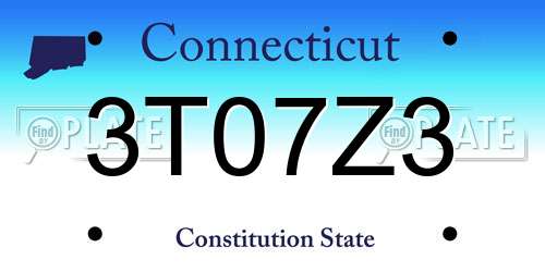 3T07Z3 Connecticut License Plate