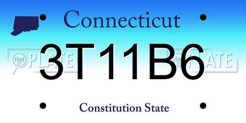 3T11B6 Connecticut License Plate