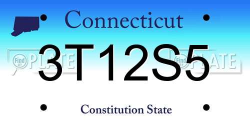 3T12S5 Connecticut License Plate