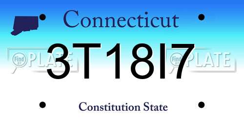 3T18I7 Connecticut License Plate