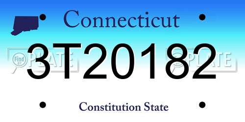 3T20182 Connecticut License Plate