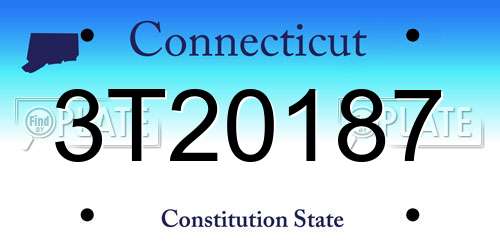 3T20187 Connecticut License Plate