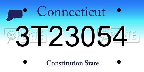 3T23054 Connecticut License Plate