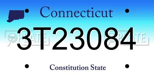 3T23084 Connecticut License Plate