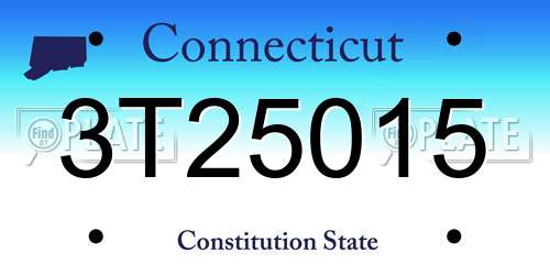 3T25015 Connecticut License Plate