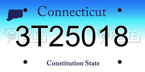 3T25018 Connecticut License Plate