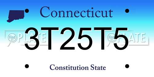 3T25T5 Connecticut License Plate