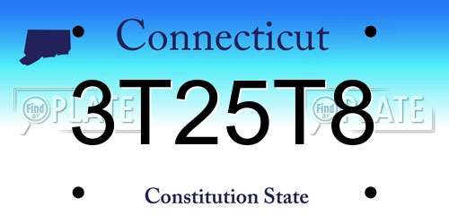 3T25T8 Connecticut License Plate